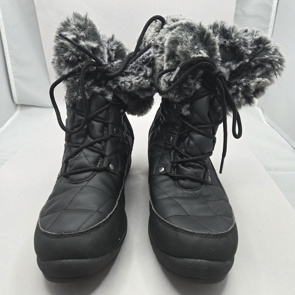 Arctic Shield Womens Winter‎ Boots Black Faux Fur Lined Lace Up Size 8